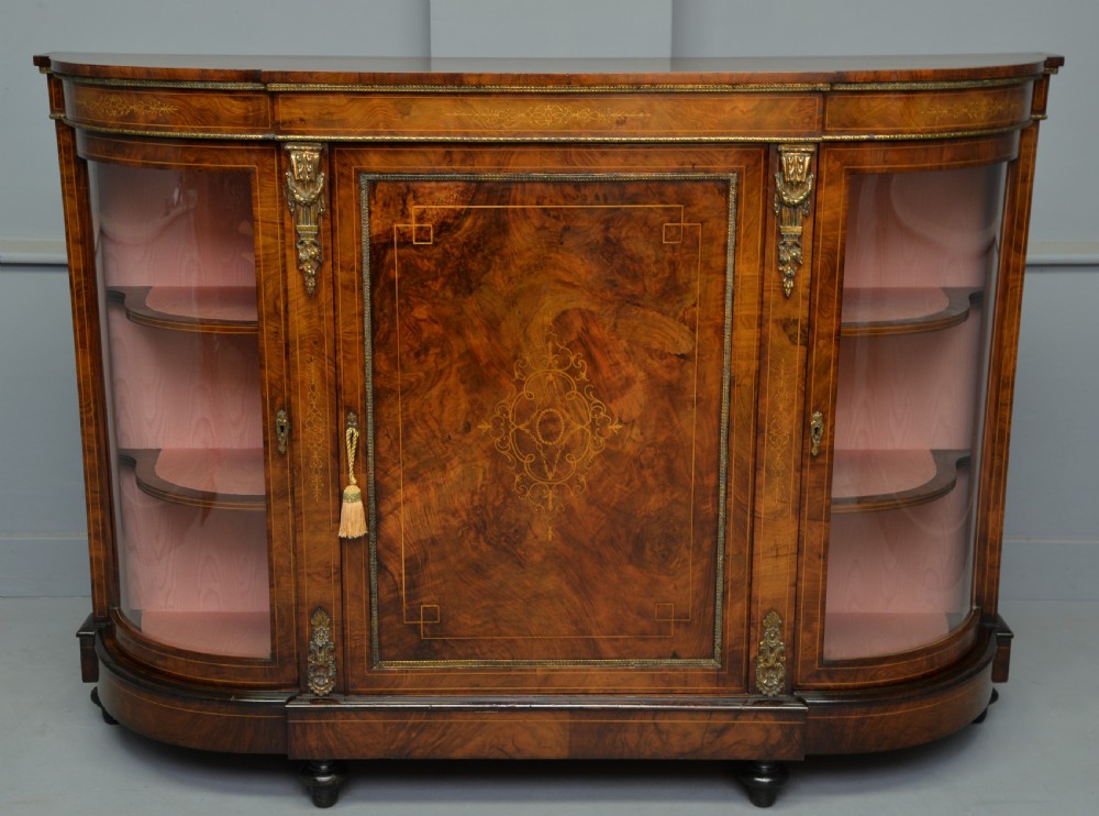 Victorian Burr-Walnut & Ormolu Credenza Cabinet