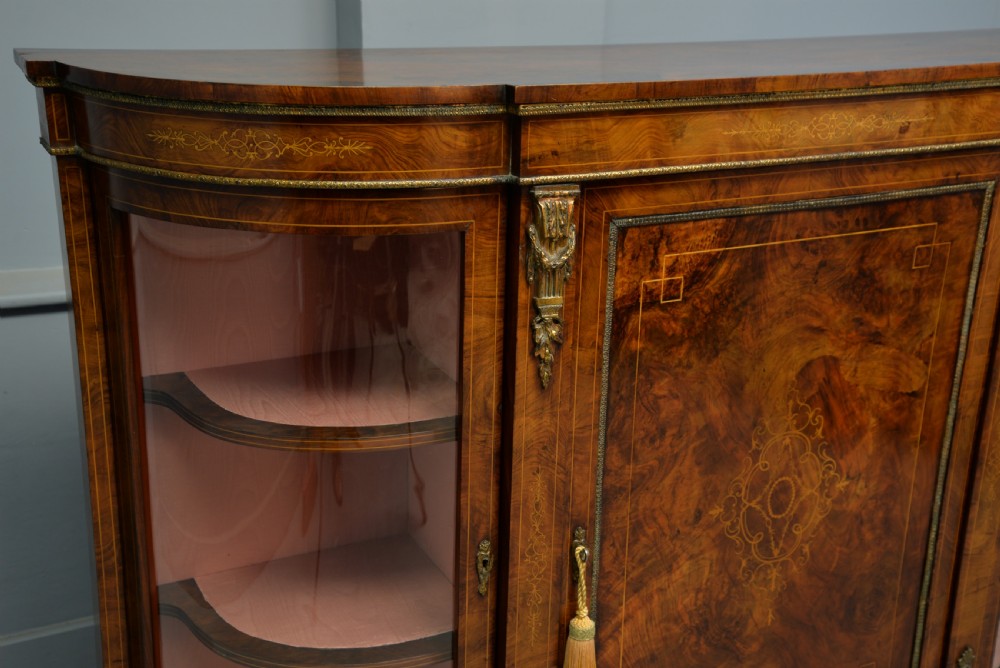 Victorian Burr-Walnut & Ormolu Credenza Cabinet View II