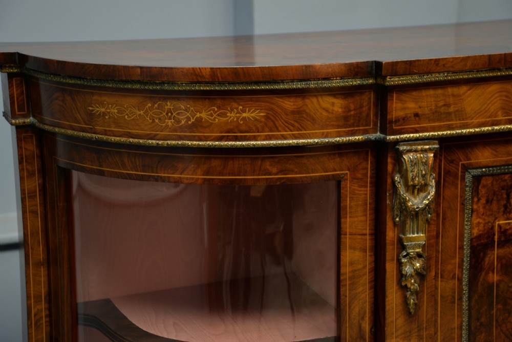 Victorian Burr-Walnut & Ormolu Credenza Cabinet View IV