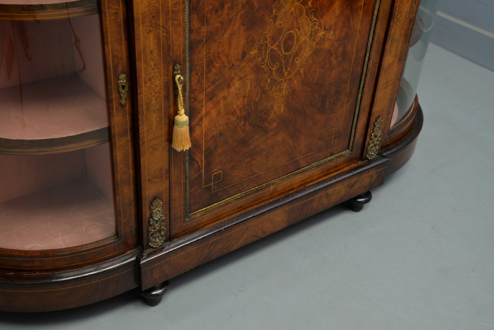 Victorian Burr-Walnut & Ormolu Credenza Cabinet View V