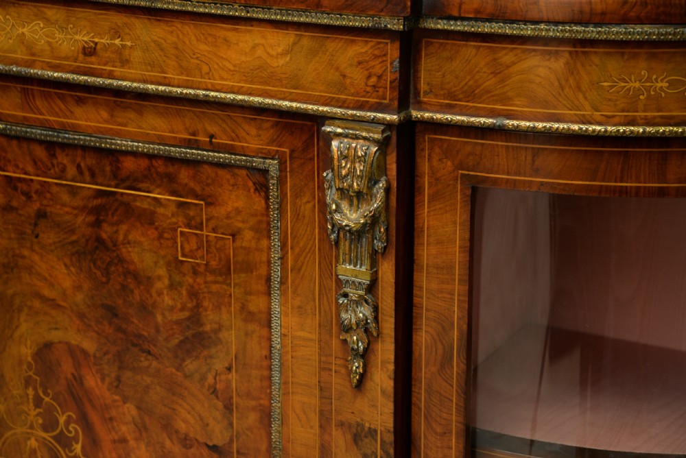 Victorian Burr-Walnut & Ormolu Credenza Cabinet View X