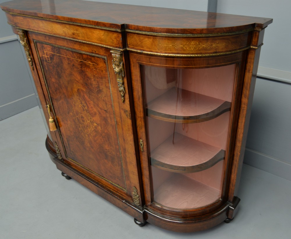 Victorian Burr-Walnut & Ormolu Credenza Cabinet View XVI