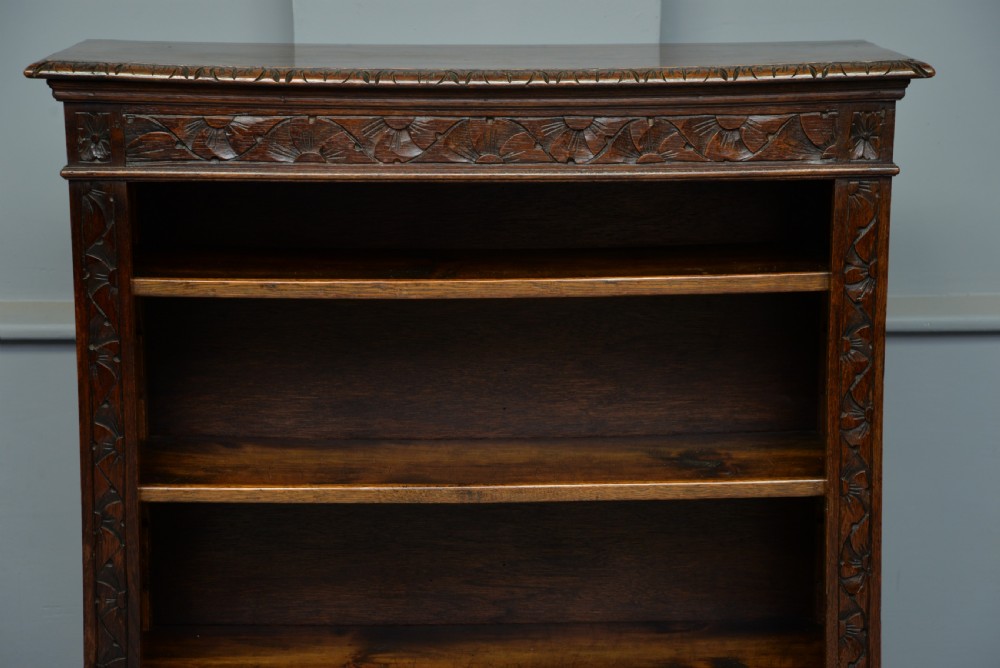 Victorian Carved Oak Open Bookcase  View III