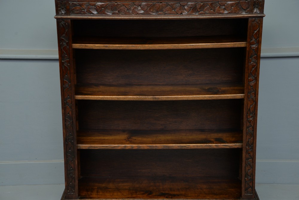 Victorian Carved Oak Open Bookcase  View IV