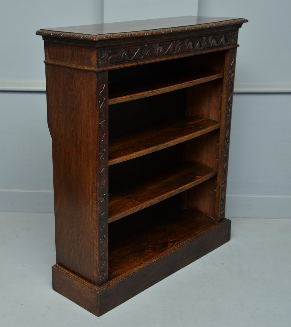 Victorian Carved Oak Open Bookcase  View VI