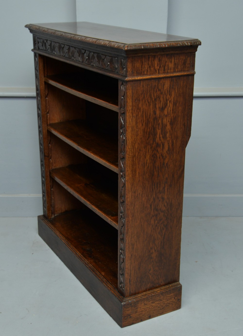 Victorian Carved Oak Open Bookcase  View VII