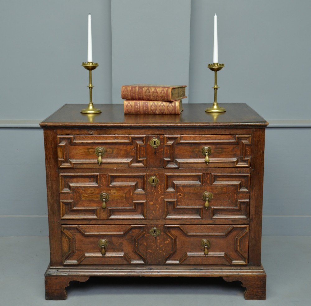 Late 17th Century Geometric Oak Chest Of Drawers