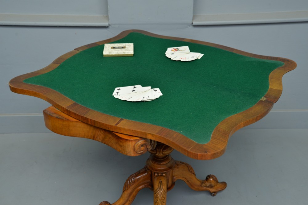 Stunning Victorian Highly Figured Walnut Card Table View VI