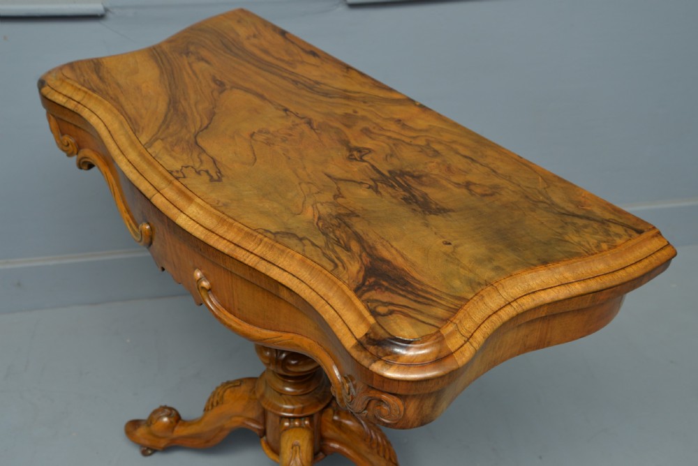 Stunning Victorian Highly Figured Walnut Card Table View VIII