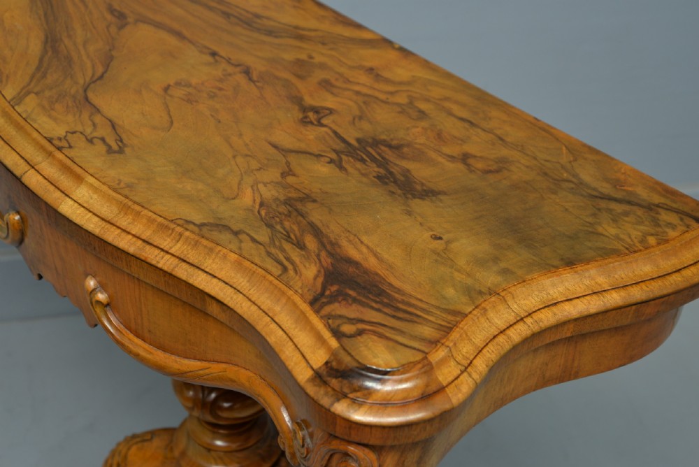 Stunning Victorian Highly Figured Walnut Card Table View IX