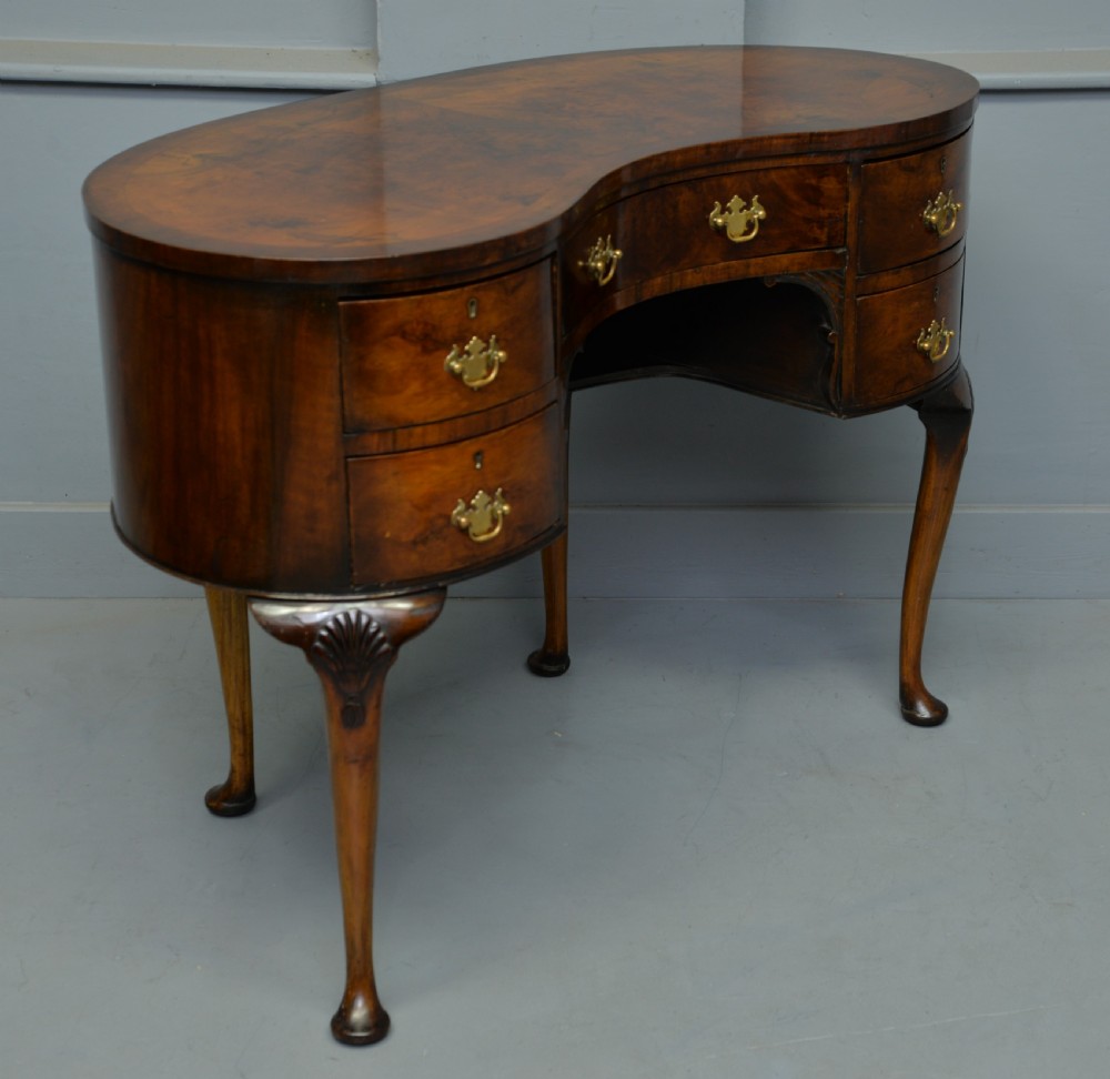 Queen Anne Style Walnut Kidney Shaped Dressing Table  View VII