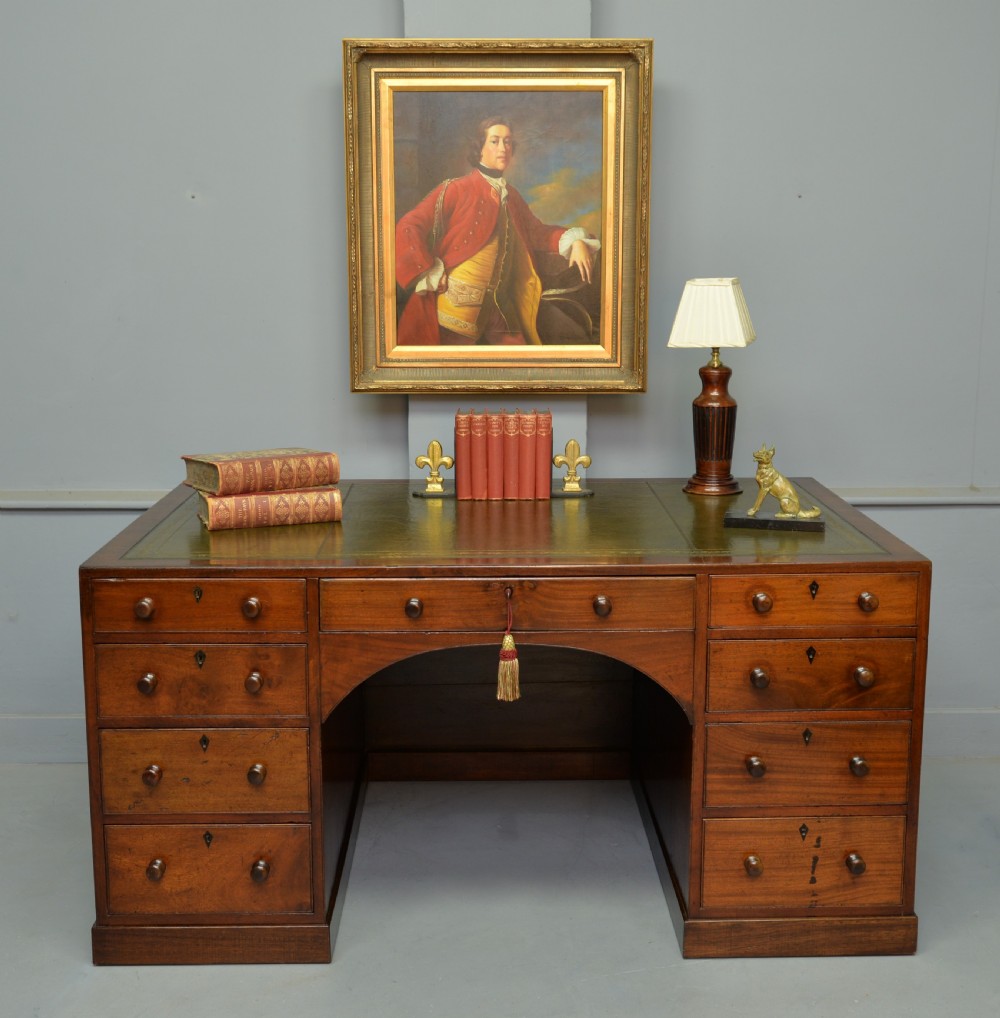 Superb Regency Mahogany Caddy-Top Pedestal Desk View II