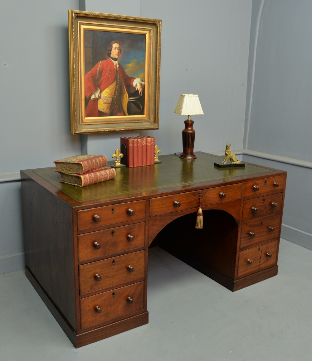 Superb Regency Mahogany Caddy-Top Pedestal Desk View III