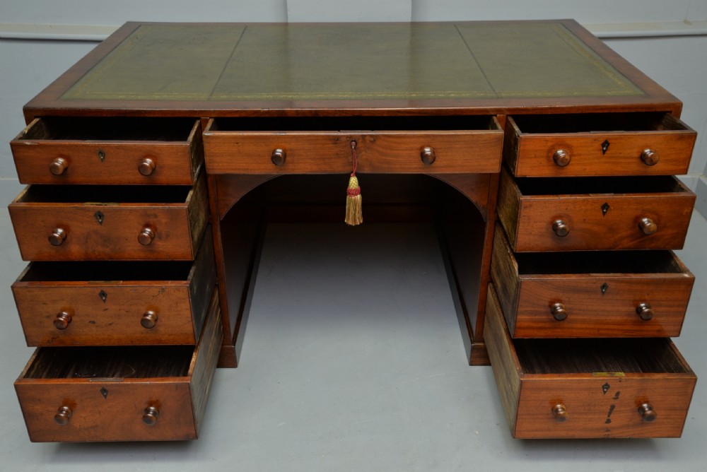 Superb Regency Mahogany Caddy-Top Pedestal Desk View IV