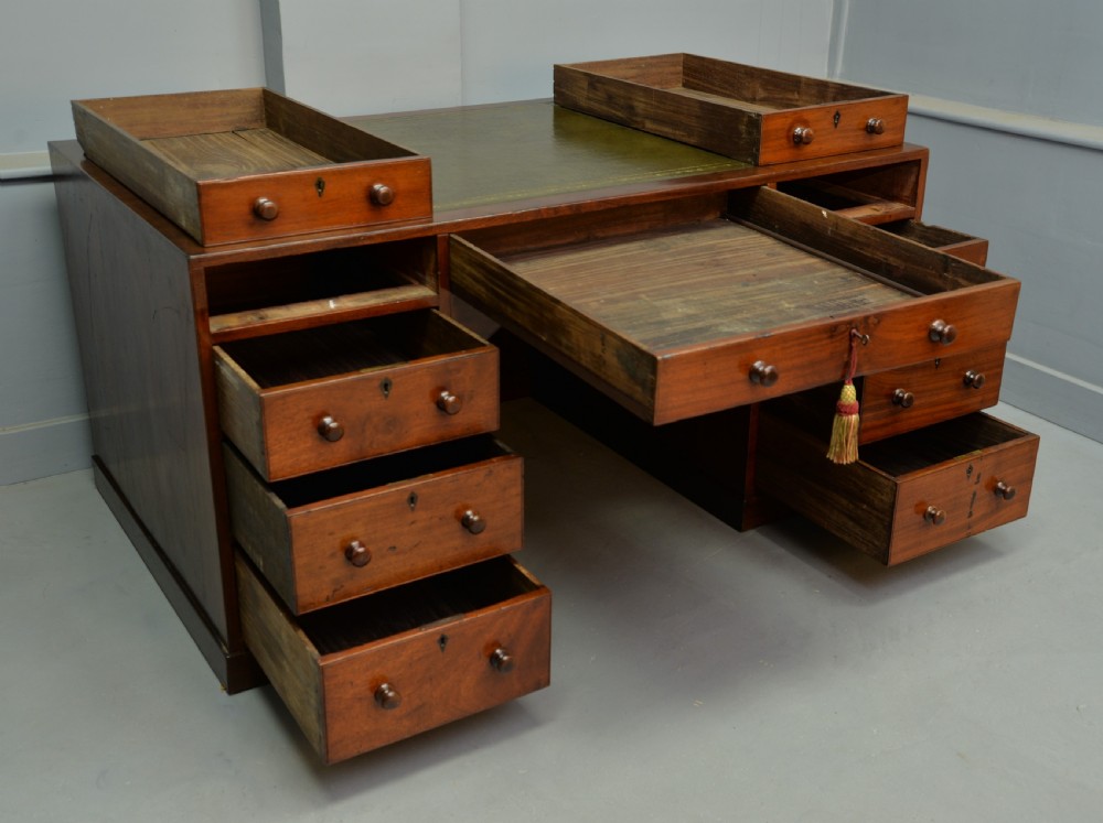 Superb Regency Mahogany Caddy-Top Pedestal Desk View V