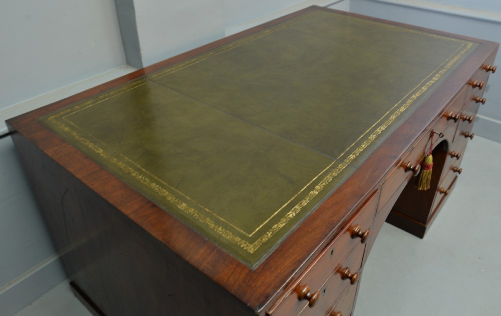 Superb Regency Mahogany Caddy-Top Pedestal Desk View VI