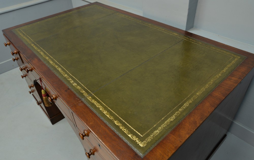 Superb Regency Mahogany Caddy-Top Pedestal Desk View VII