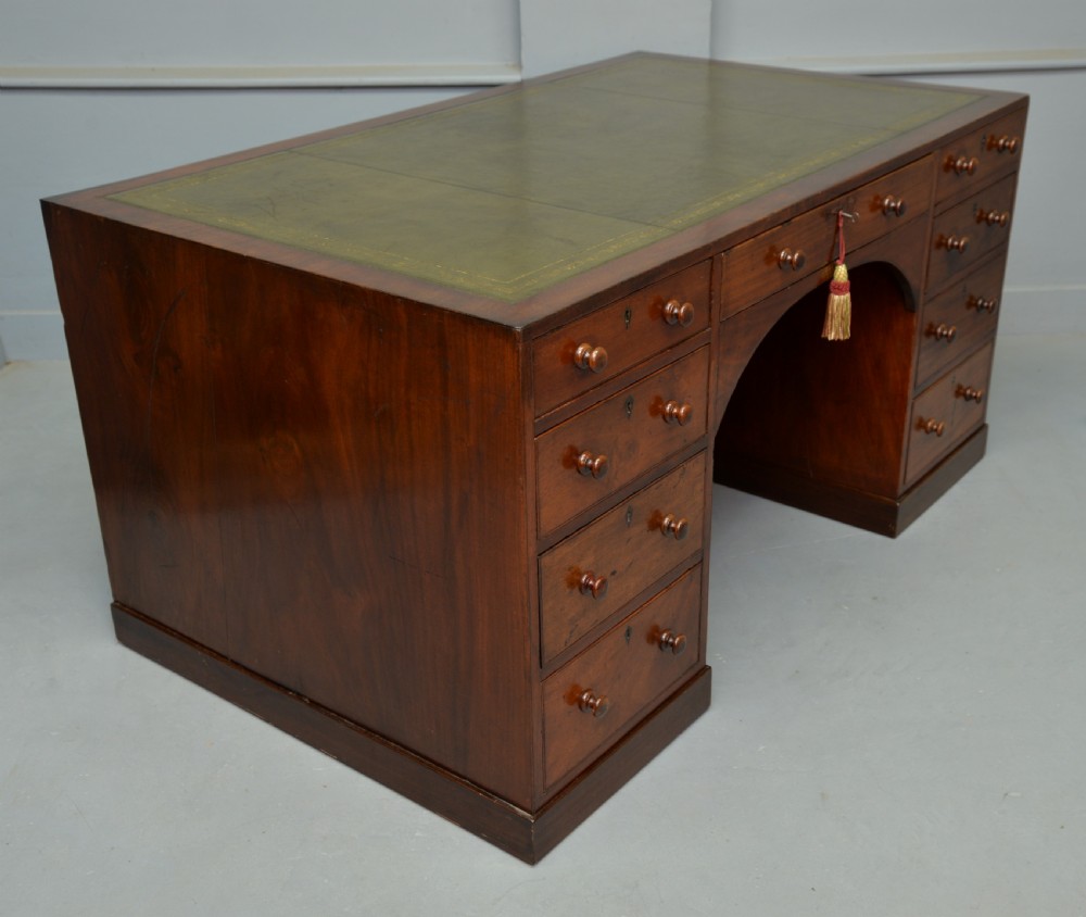 Superb Regency Mahogany Caddy-Top Pedestal Desk View X