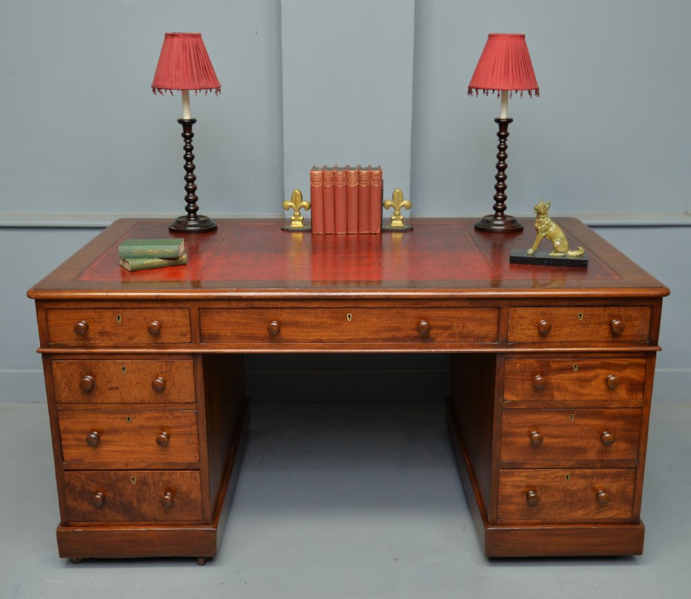 Victorian Mahogany Partners Desk View XV
