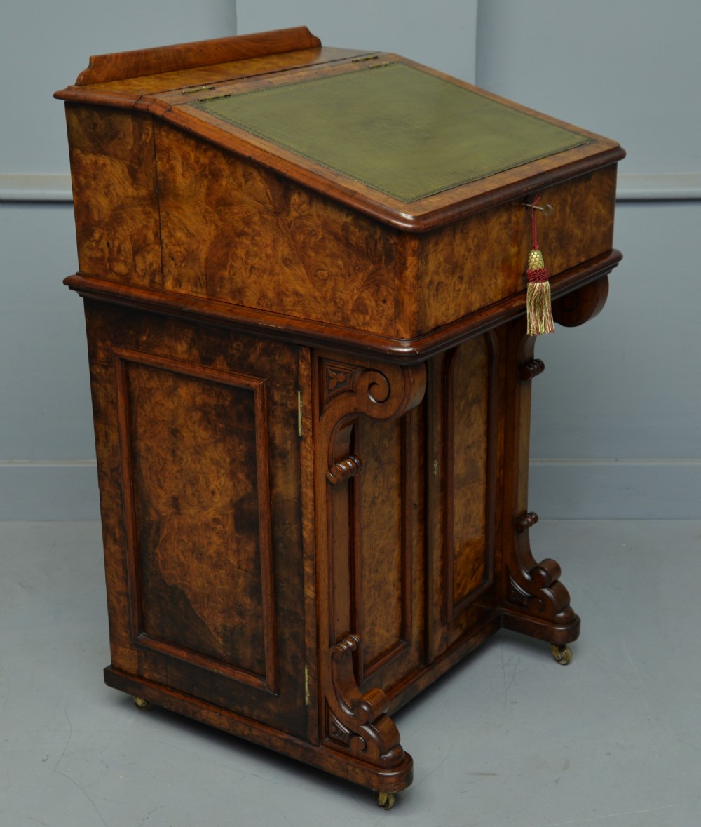 A Rare & Unusual Victorian Burr-Walnut Davenport Desk 