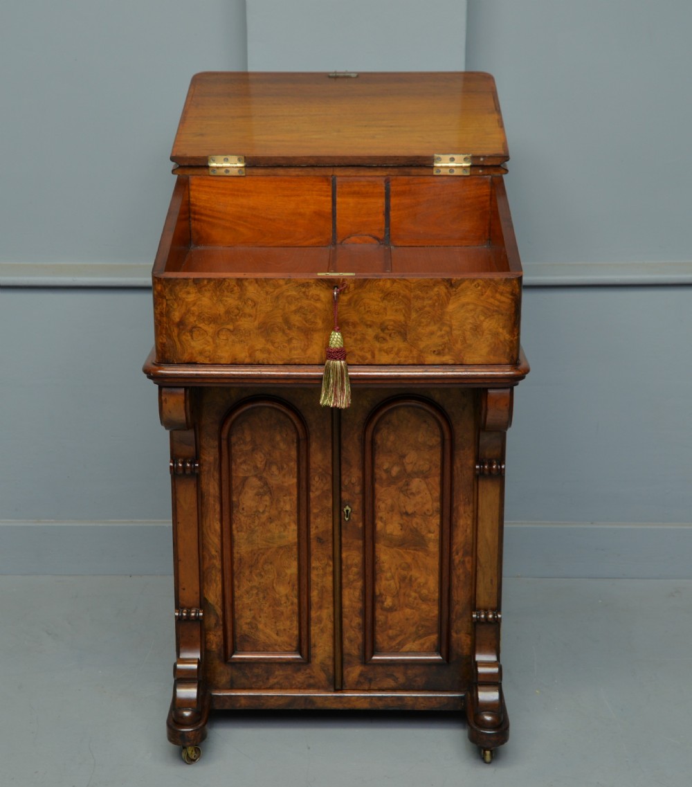 A Rare & Unusual Victorian Burr-Walnut Davenport Desk  View III