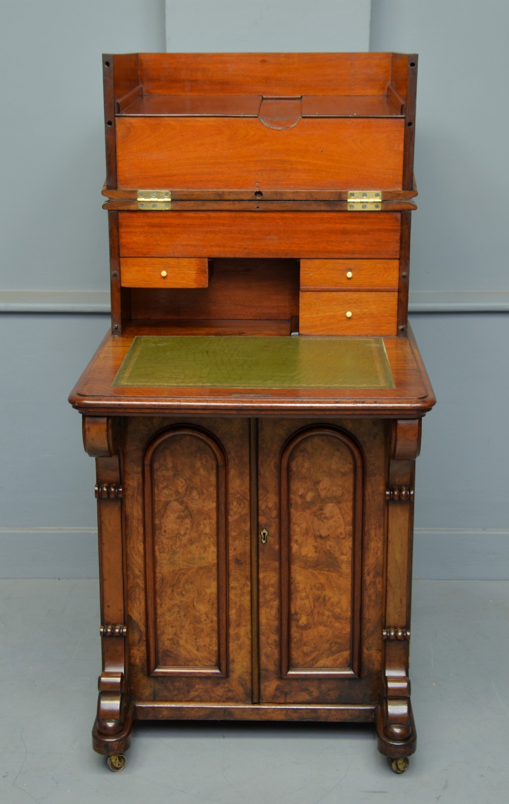 A Rare & Unusual Victorian Burr-Walnut Davenport Desk  View IV