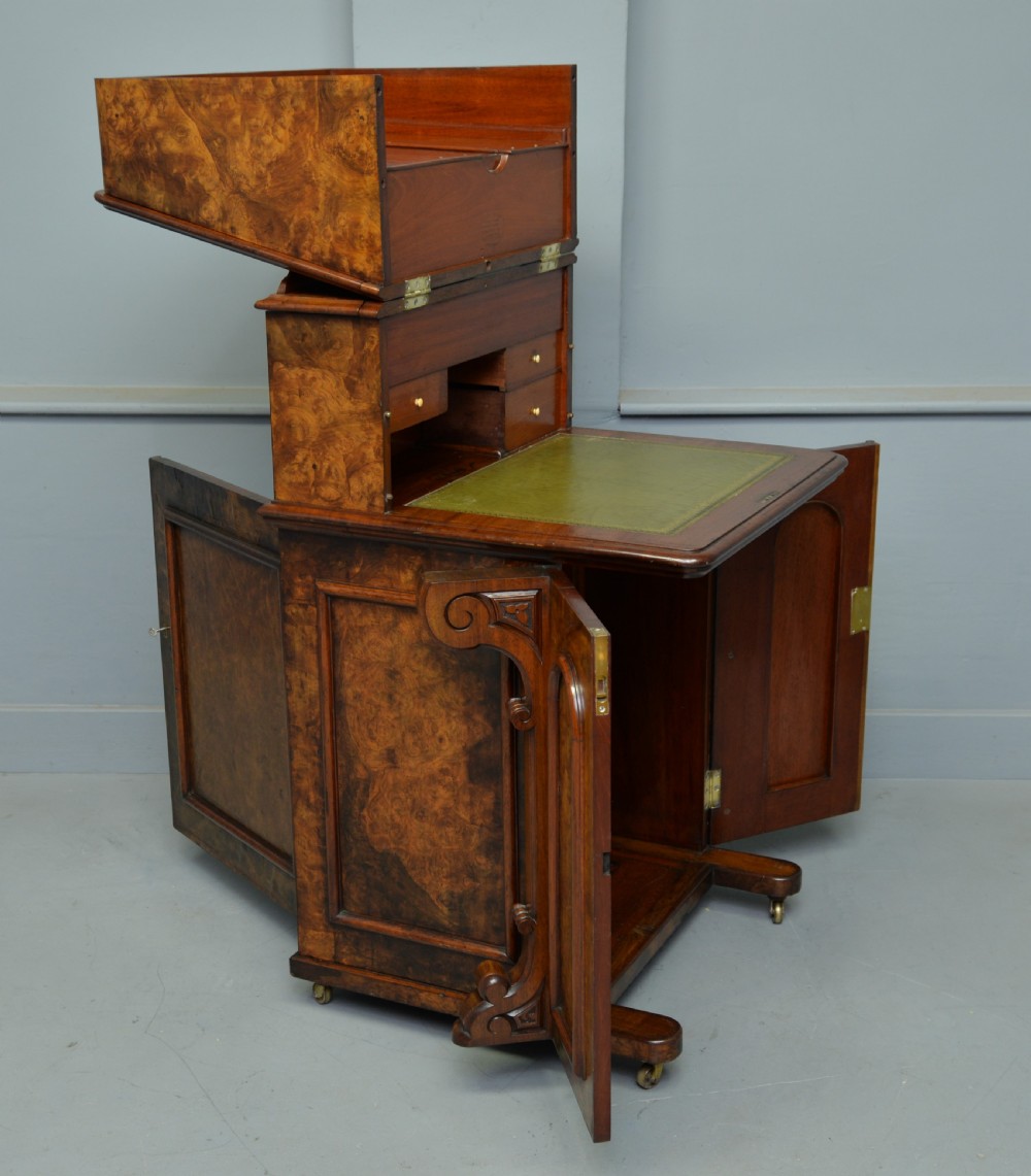 A Rare & Unusual Victorian Burr-Walnut Davenport Desk  View VII