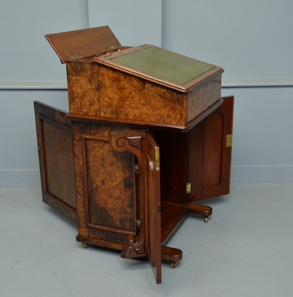 A Rare & Unusual Victorian Burr-Walnut Davenport Desk  View VIII