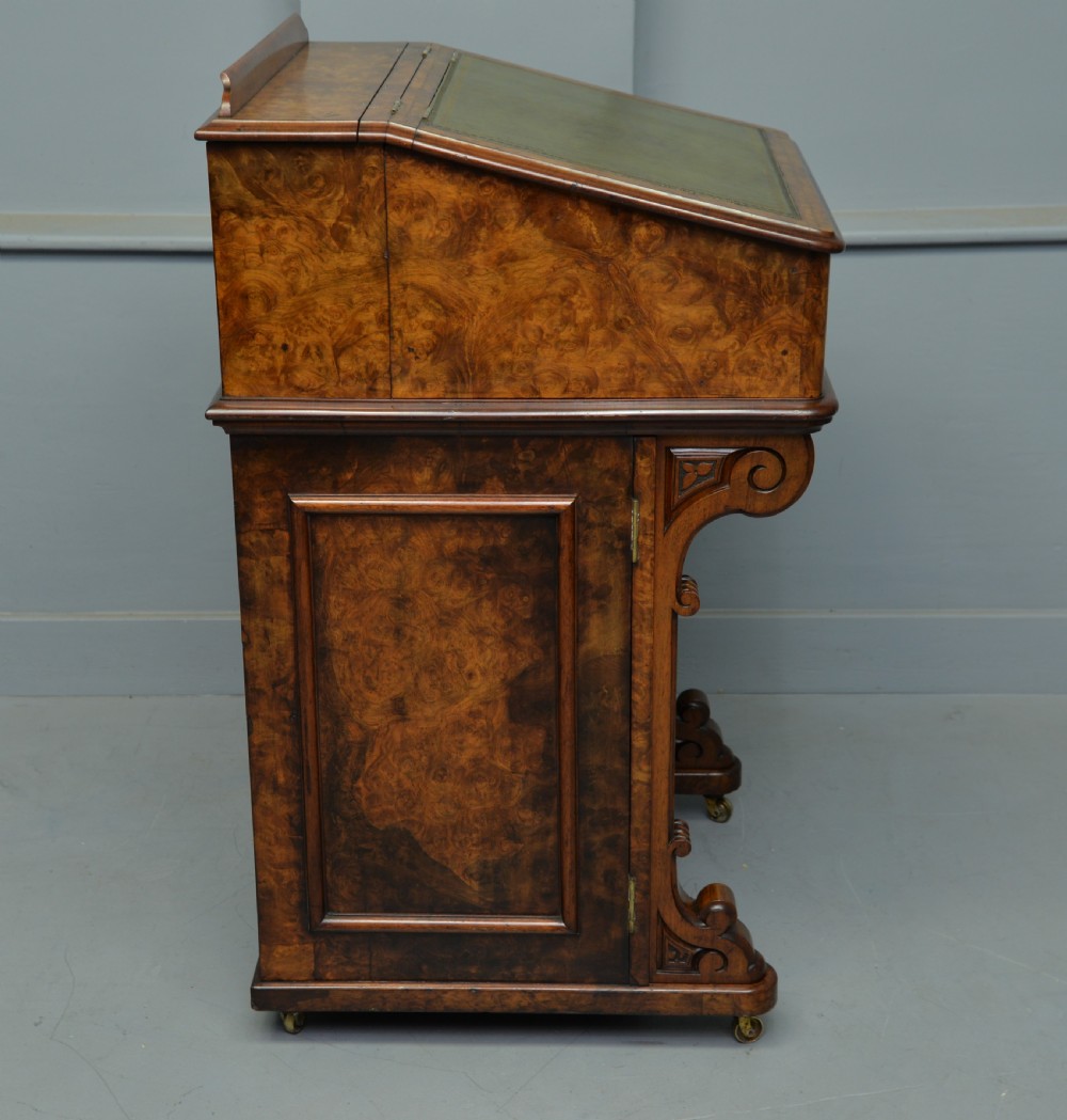 A Rare & Unusual Victorian Burr-Walnut Davenport Desk  View X