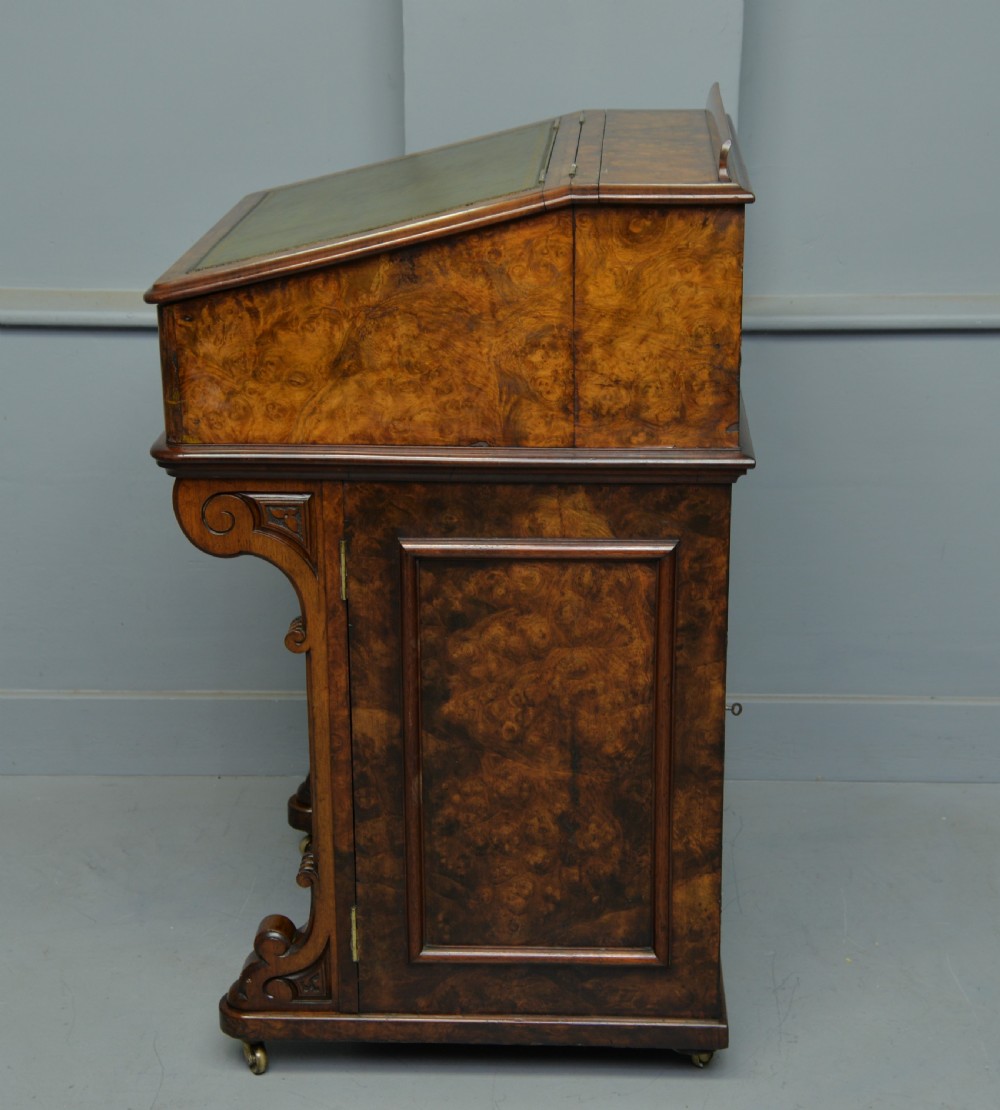 A Rare & Unusual Victorian Burr-Walnut Davenport Desk  View XI