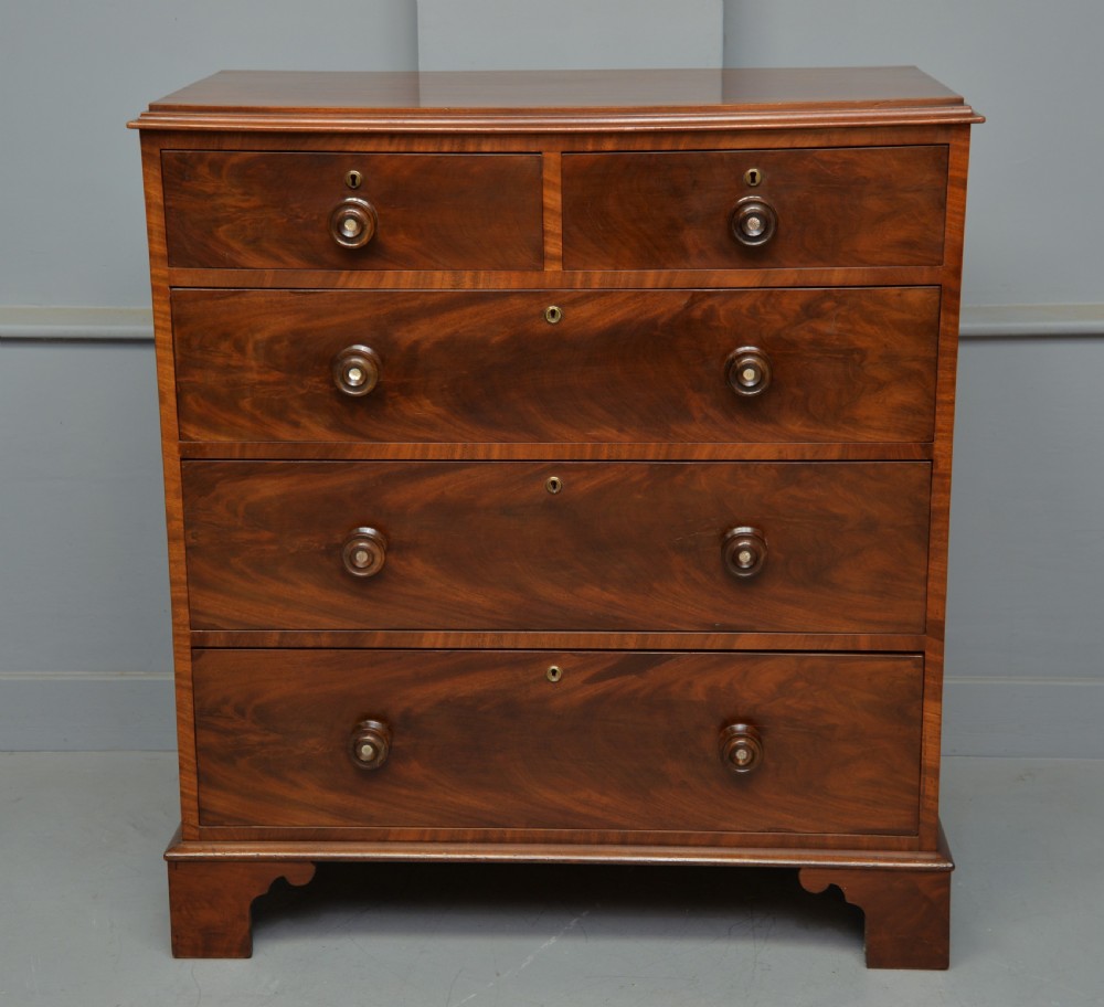 Victorian Flame Figured Mahogany Chest Of Drawers View II