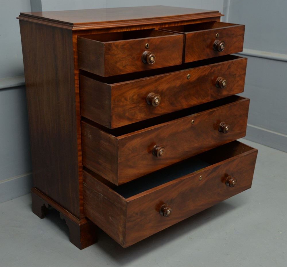 Victorian Flame Figured Mahogany Chest Of Drawers View III