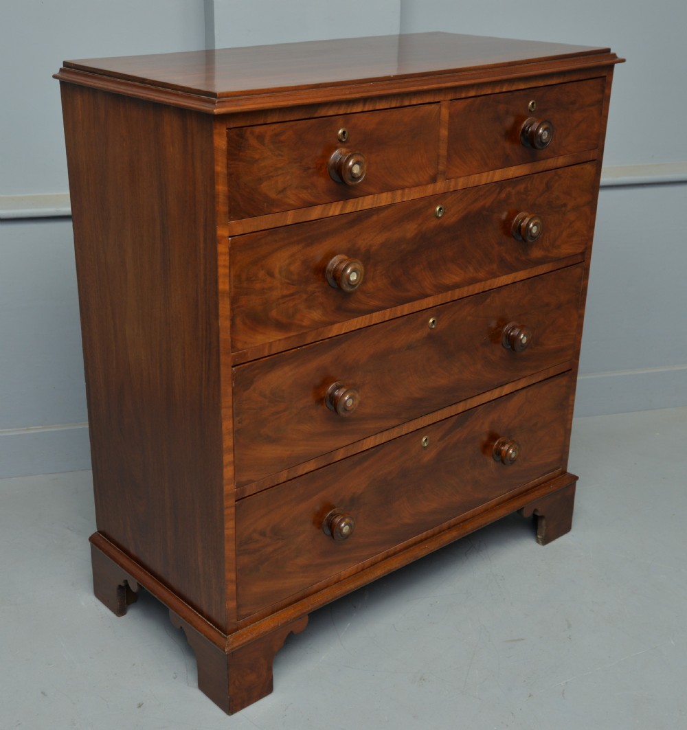 Victorian Flame Figured Mahogany Chest Of Drawers View IV