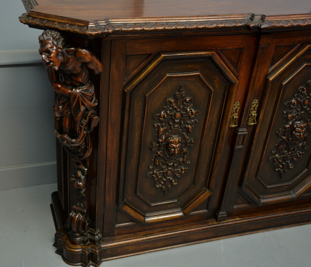 Stunning Italian Figural Carved Walnut Sideboard  View VI