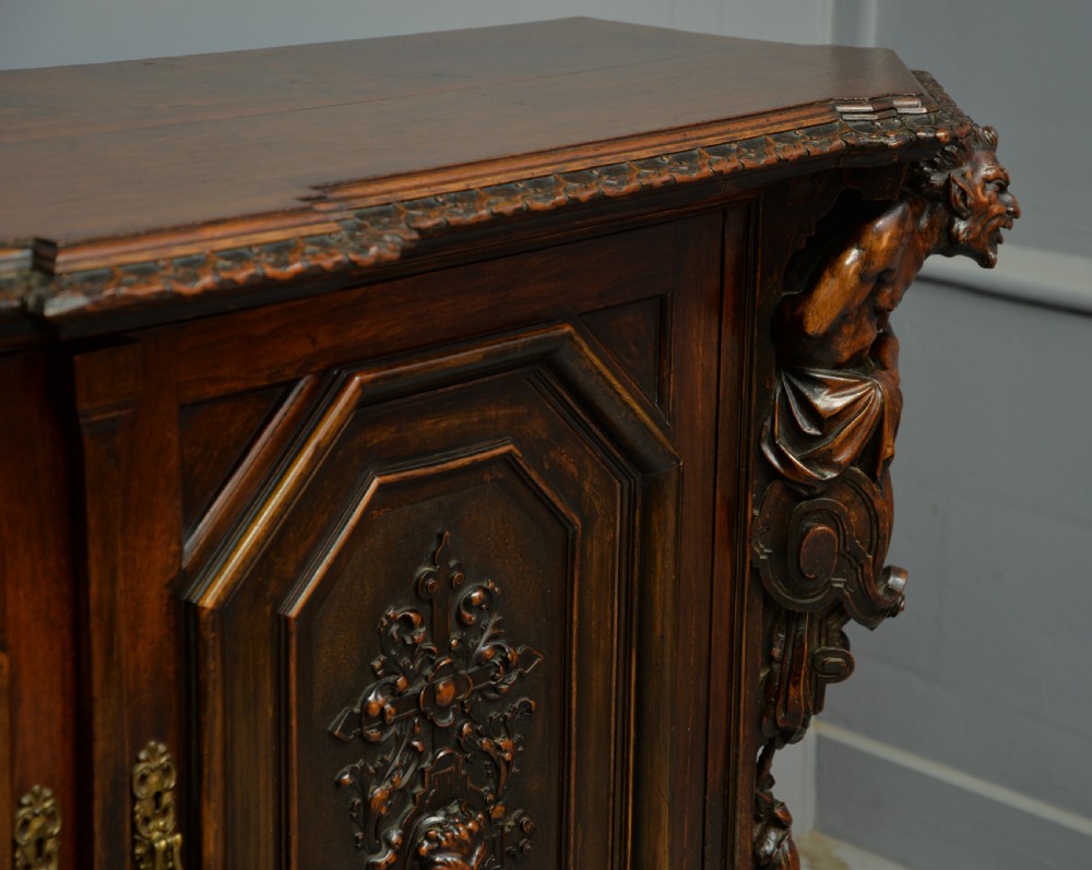 Stunning Italian Figural Carved Walnut Sideboard  View VII