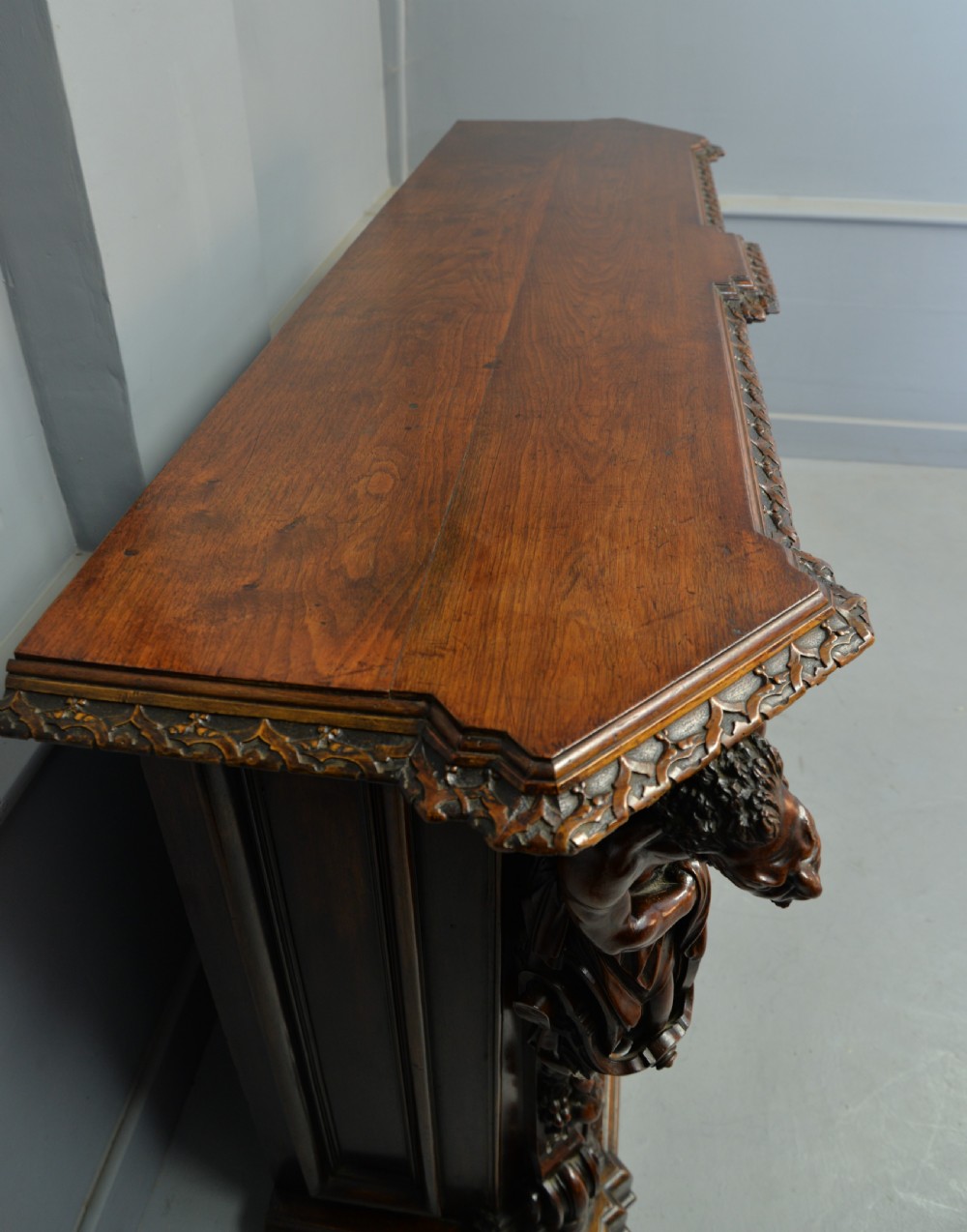 Stunning Italian Figural Carved Walnut Sideboard  View IX