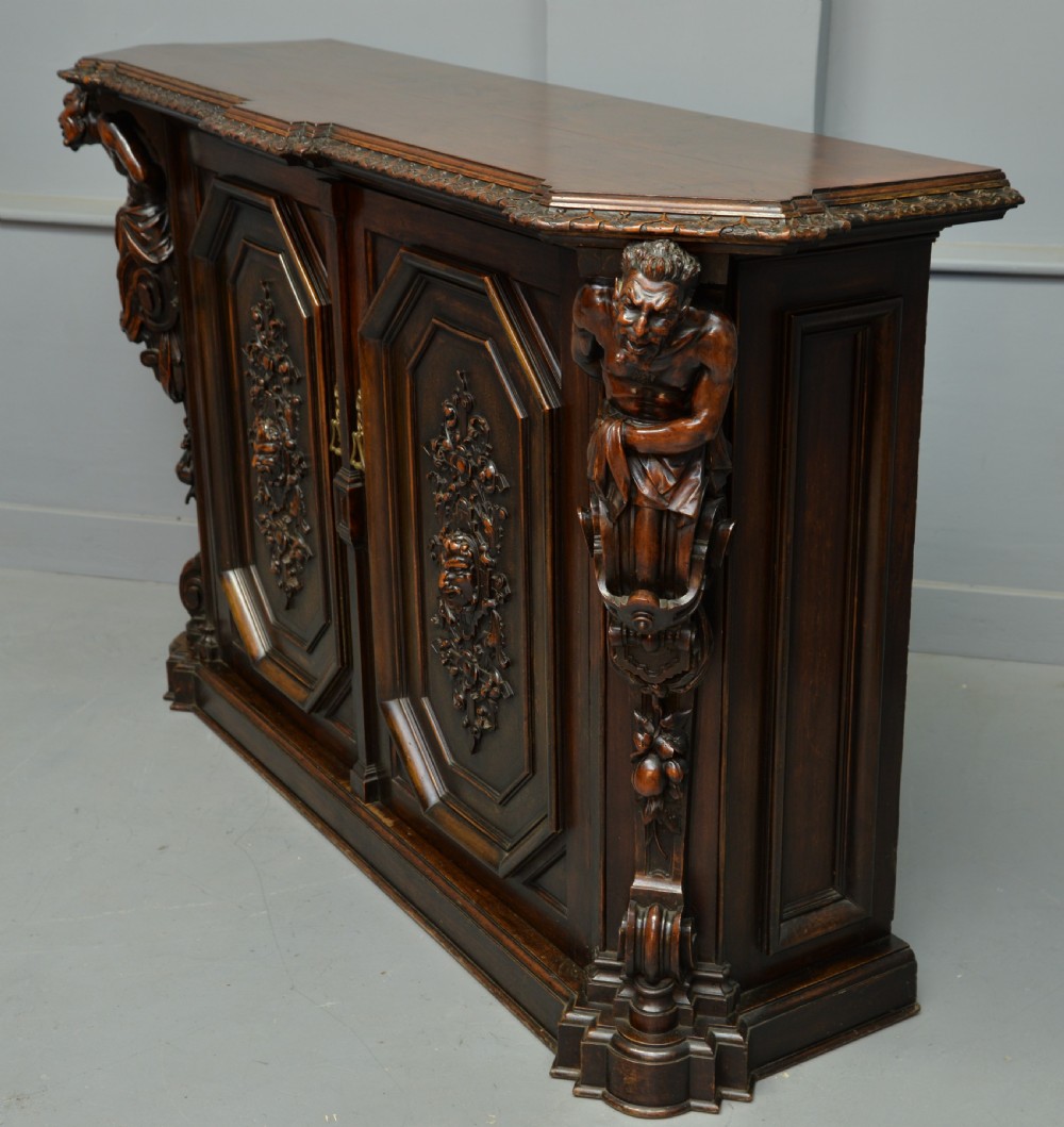 Stunning Italian Figural Carved Walnut Sideboard  View XI