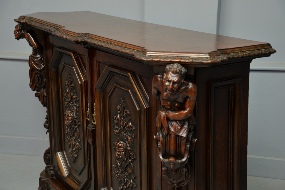 Stunning Italian Figural Carved Walnut Sideboard  View XII
