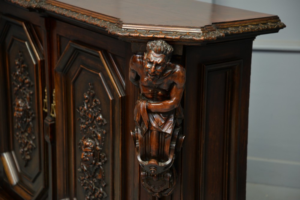 Stunning Italian Figural Carved Walnut Sideboard  View XIV