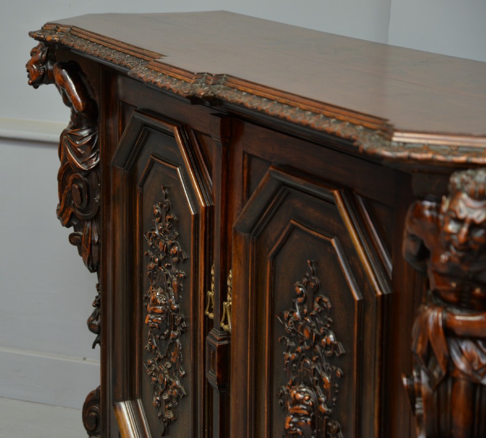 Stunning Italian Figural Carved Walnut Sideboard  View XV
