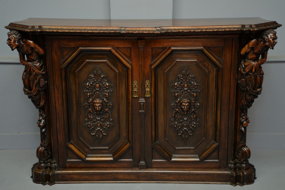 Stunning Italian Figural Carved Walnut Sideboard  View XVII