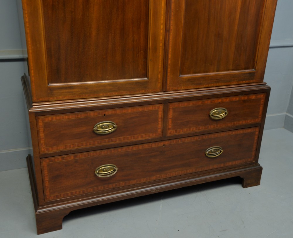 Elegant Edwardian Inlaid Mahogany Wardrobe View IV