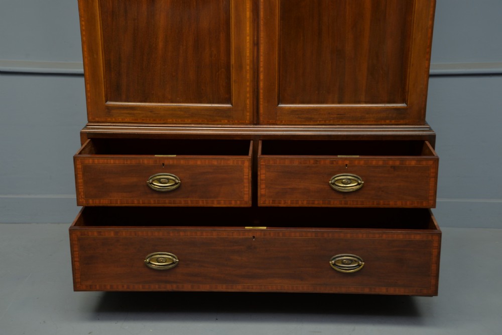 Elegant Edwardian Inlaid Mahogany Wardrobe View VI
