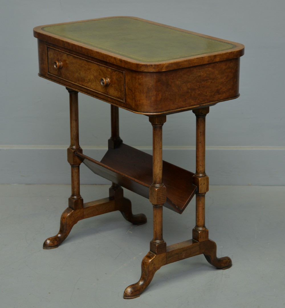 Victorian Burr-Walnut Side Table Book-Stand View IV