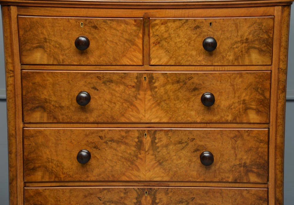 Handsome Victorian Burr-Walnut Chest Of Drawers View III