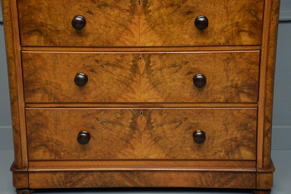 Handsome Victorian Burr-Walnut Chest Of Drawers View IV