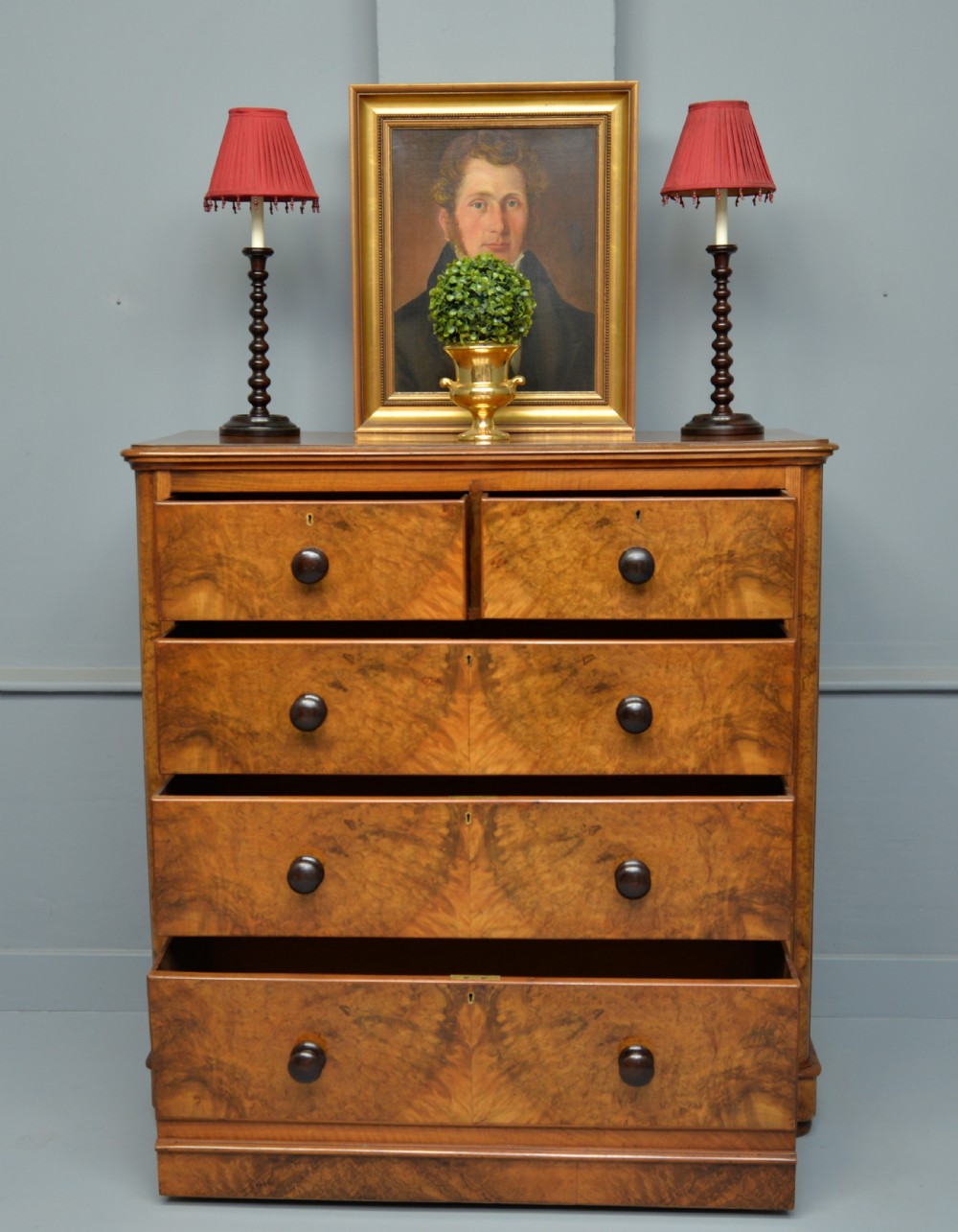 Handsome Victorian Burr-Walnut Chest Of Drawers View V