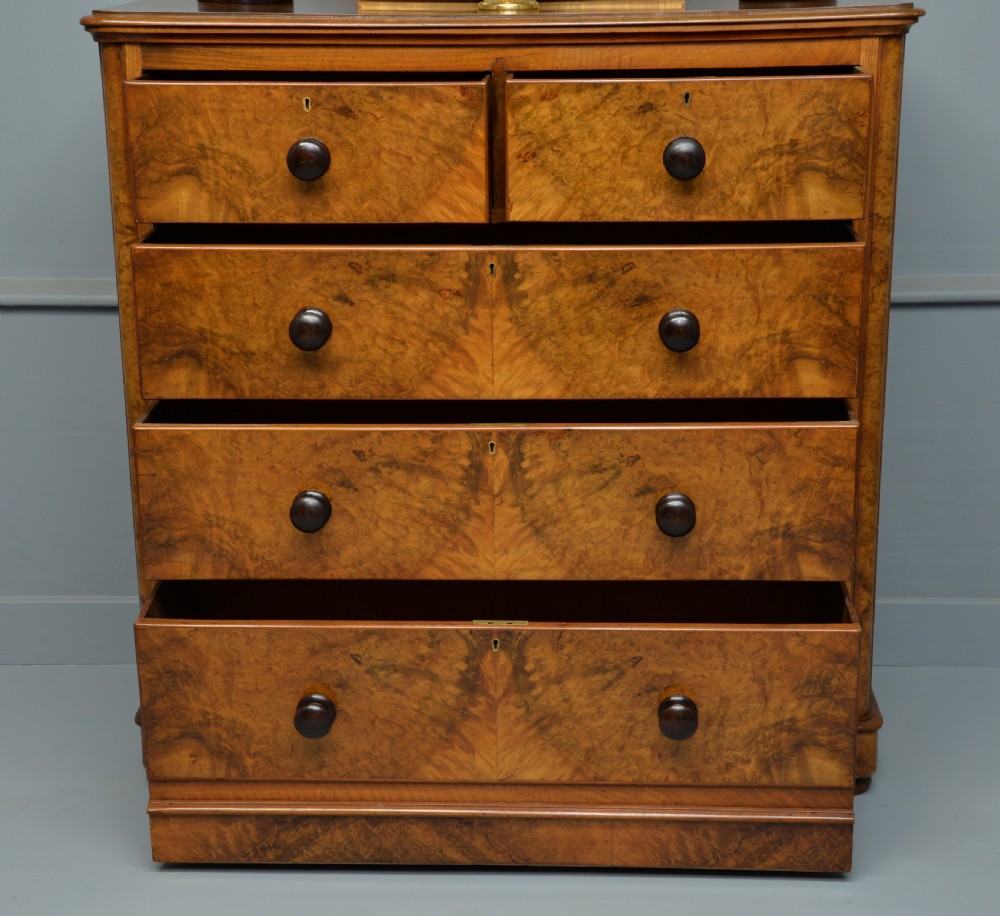 Handsome Victorian Burr-Walnut Chest Of Drawers View VI