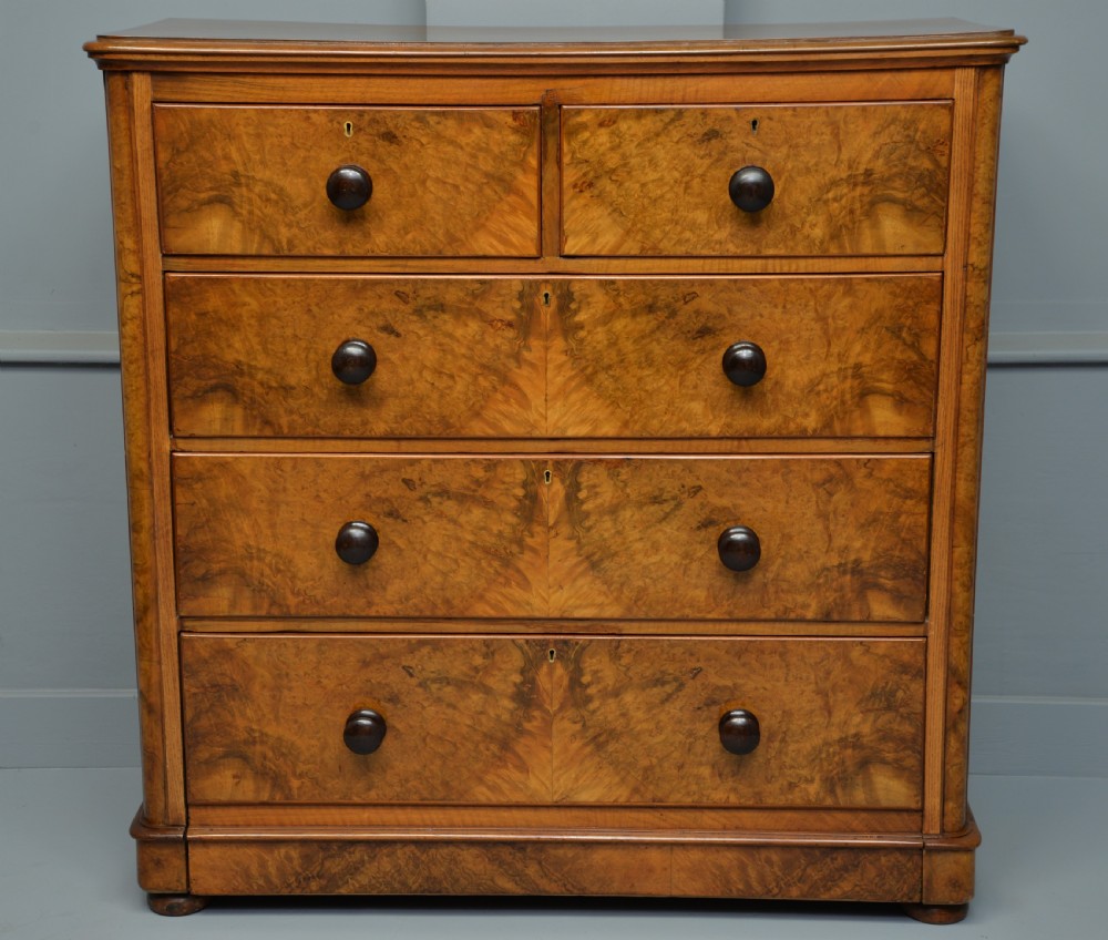 Handsome Victorian Burr-Walnut Chest Of Drawers View VII