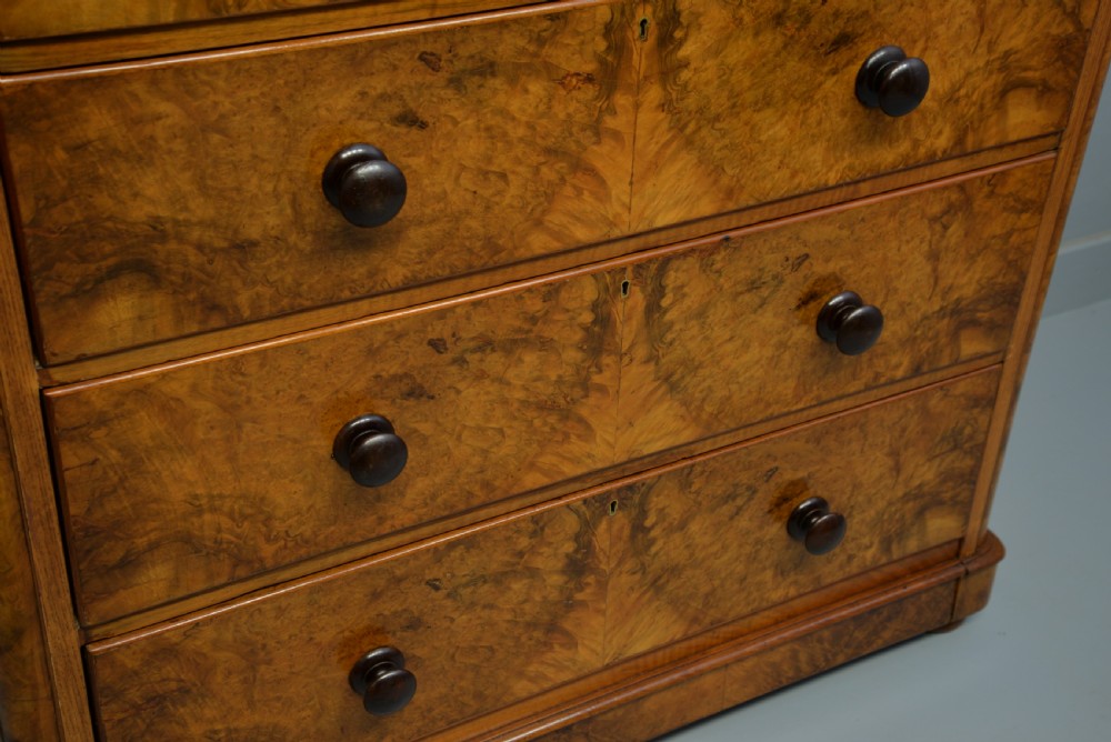 Handsome Victorian Burr-Walnut Chest Of Drawers View IX